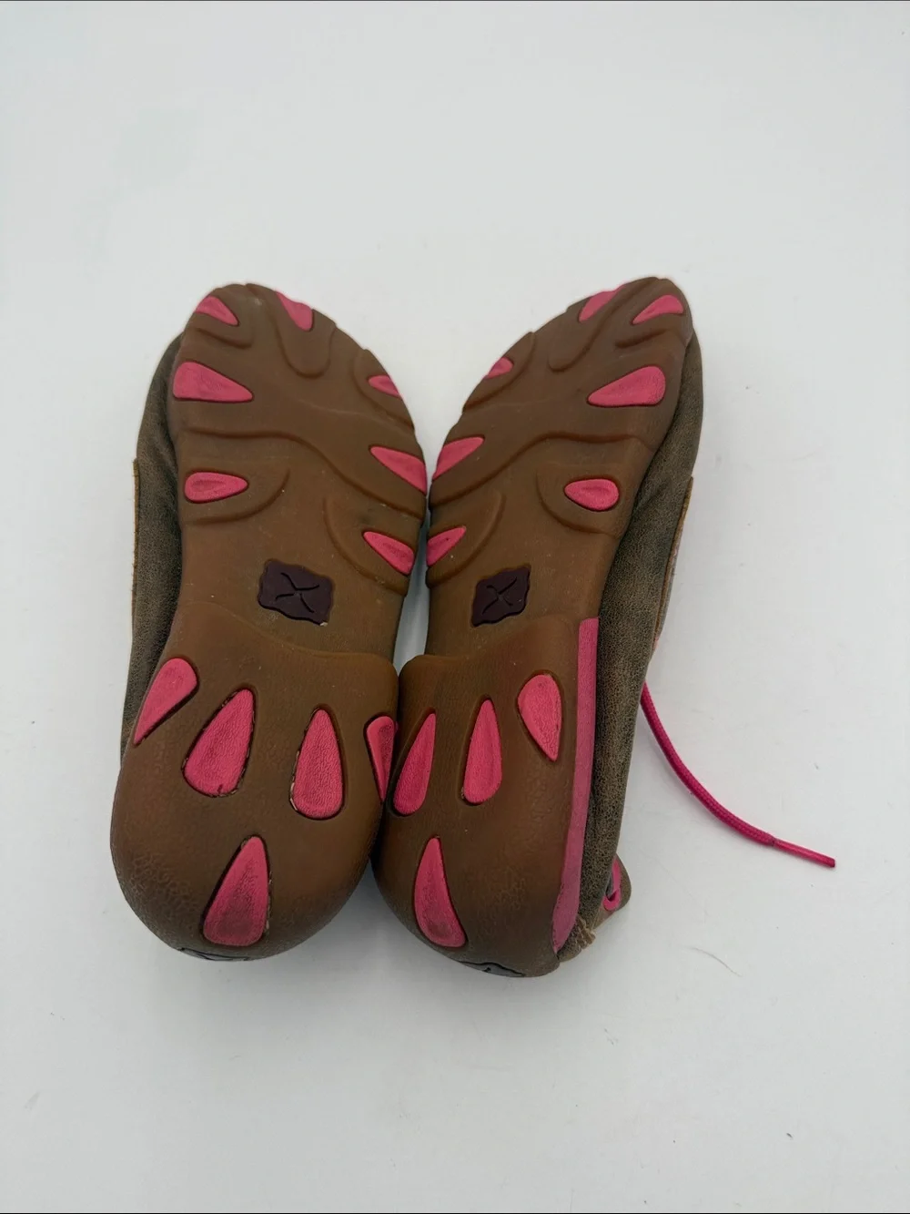 Twisted X Driving Mocs Neon Pink Brown Suede Boat Shoes 7.5M casual Y2K vacation